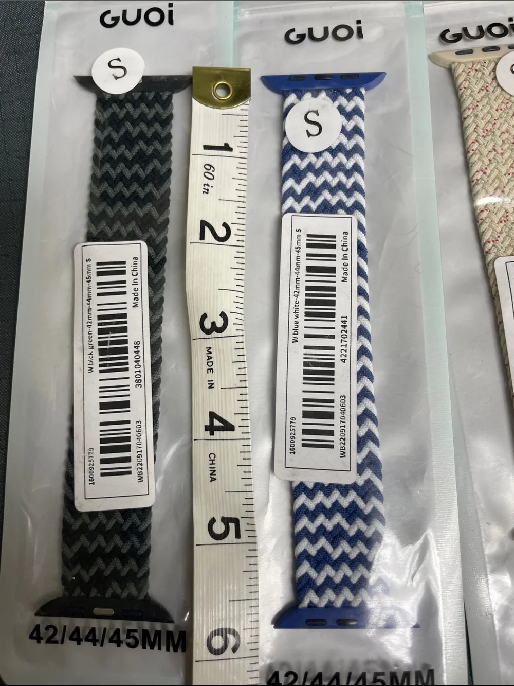 GUOI Unisex Woven Stretch Watch Bands Lot of 3 Size Small